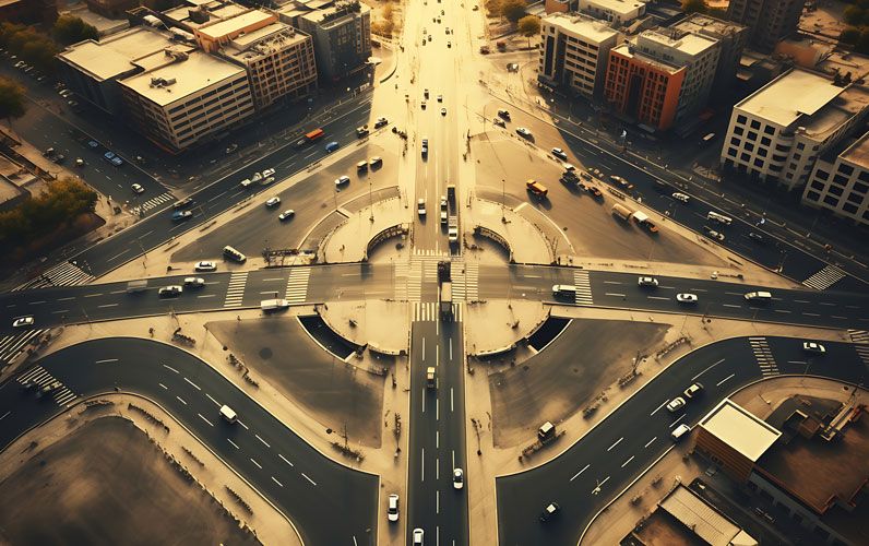 aerial view of intersections